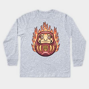 flaming daruma tattoo Kids Long Sleeve T-Shirt